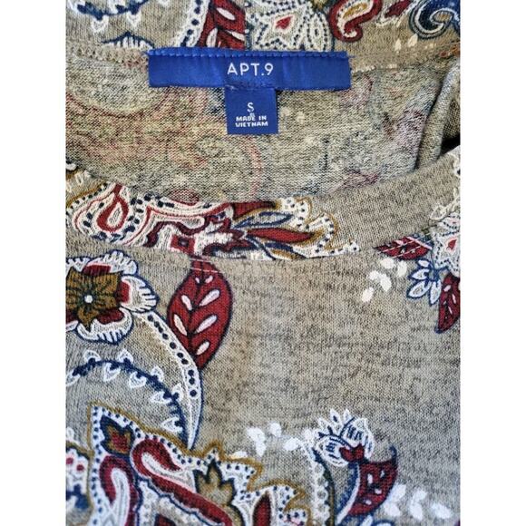 Apt. 9 Women’s Paisley Print Ribbed Lattice Sleeve Swing Dress – Small - Picture 5 of 11